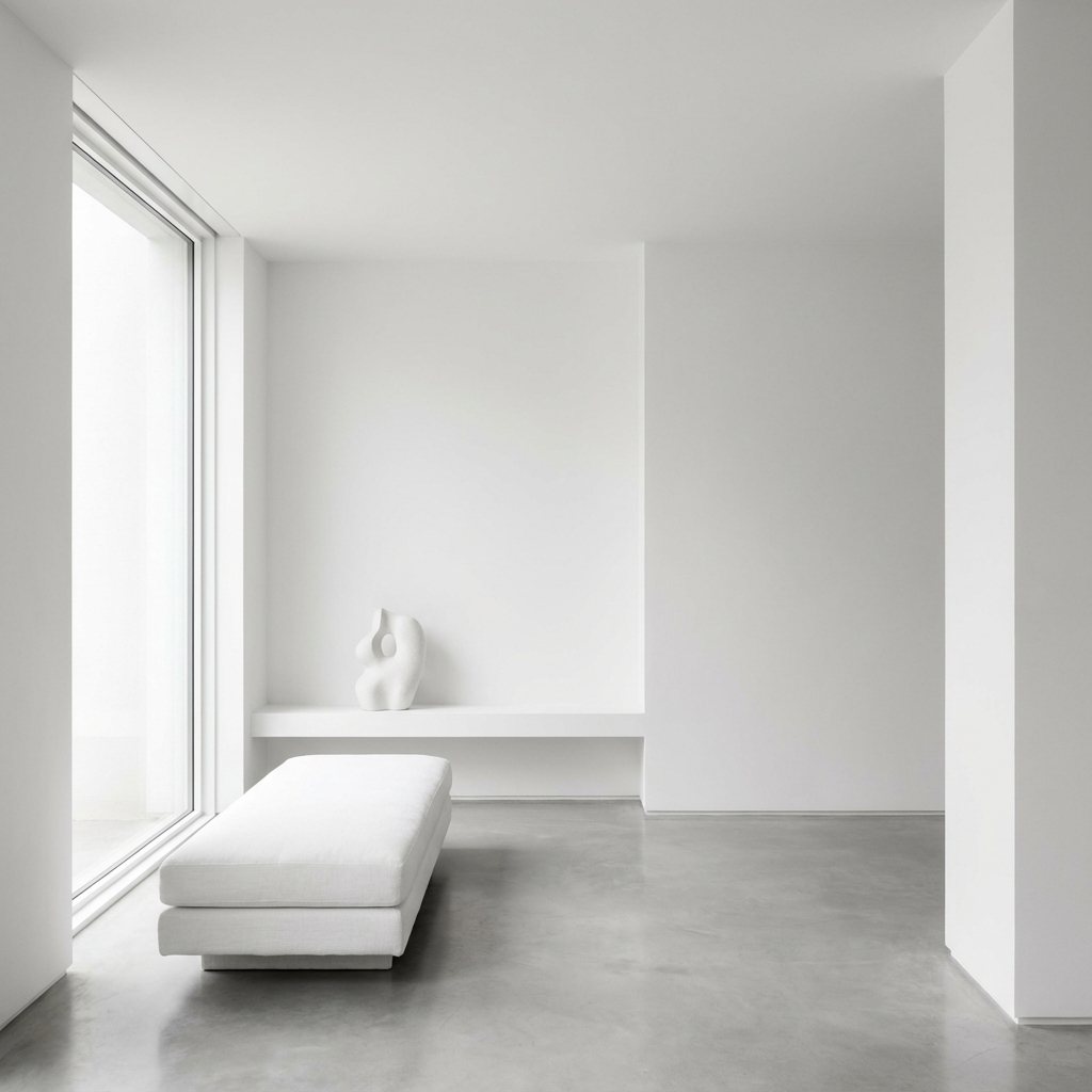 Minimalist interior with flawless drywall finish